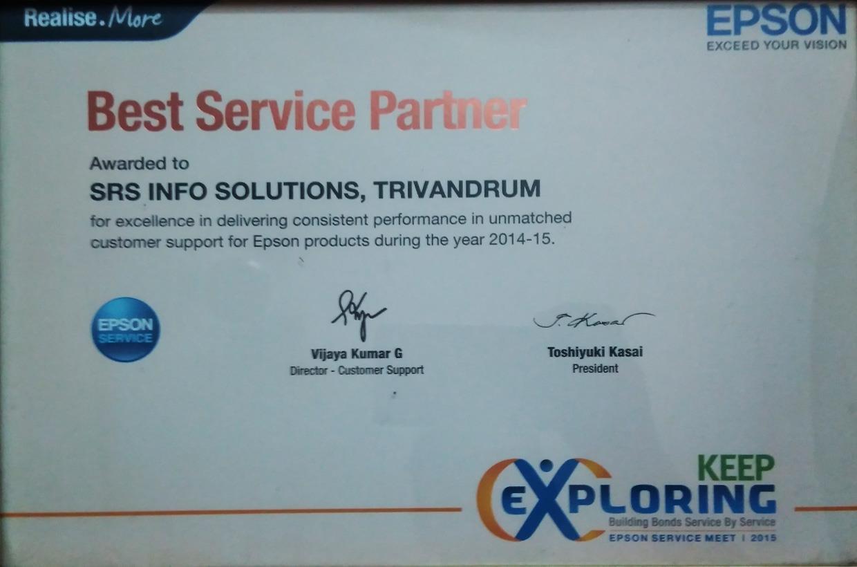 Best Service Partner Award 2014-15